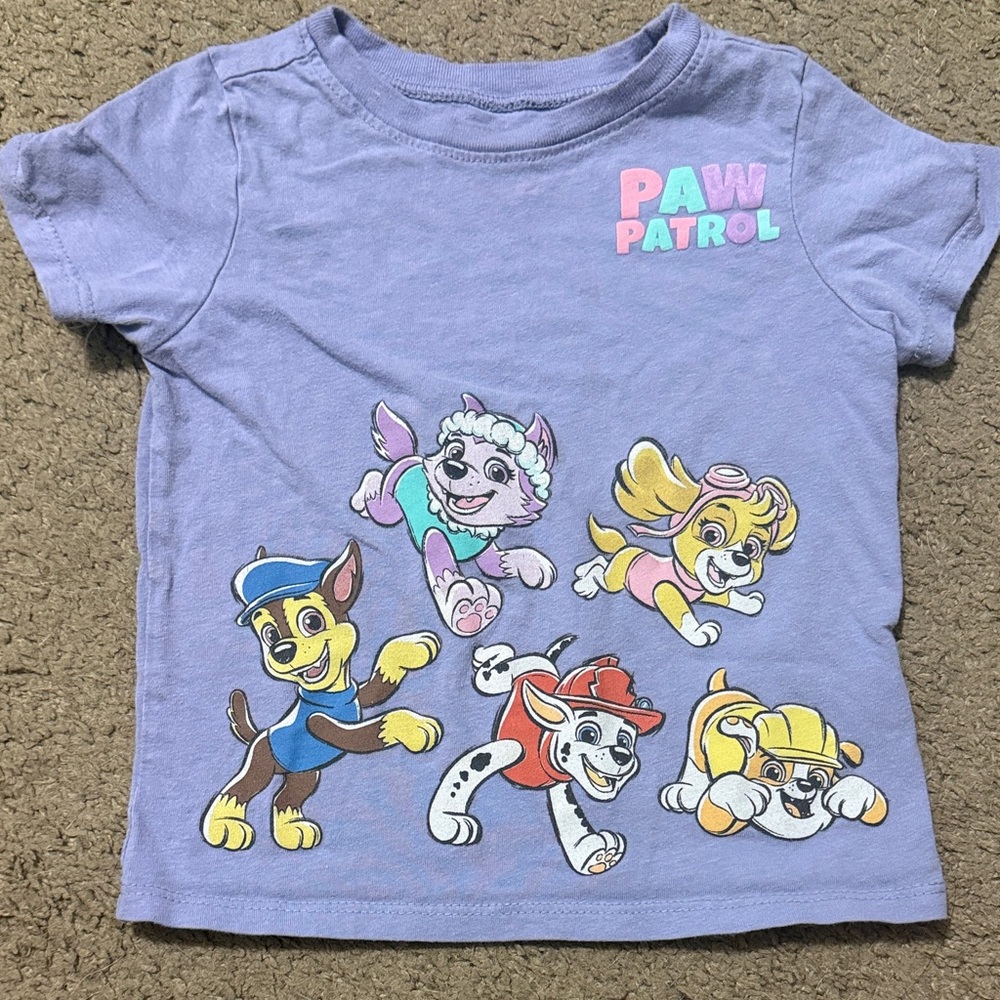 Paw Patrol Lavender Short Sleeve Tee with Colorful Character Print